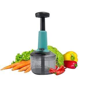 Hand Press Vegetable Chopper 800ML | Manual Blender & Cutter | Steel ...