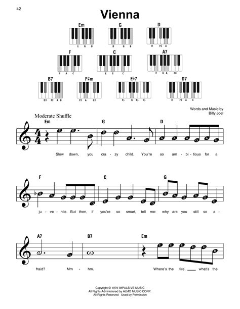 Vienna (Super Easy Piano) - Print Sheet Music Now