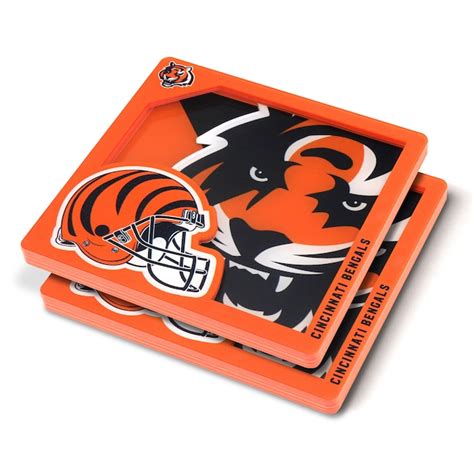 Sportula Cincinnati Bengals 3D Logo Series Coasters 2-Pack Acrylic Team ...