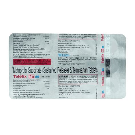 Telefix Mt 25/40Mg Tab 15'S Price, Uses, Side Effects, Composition ...