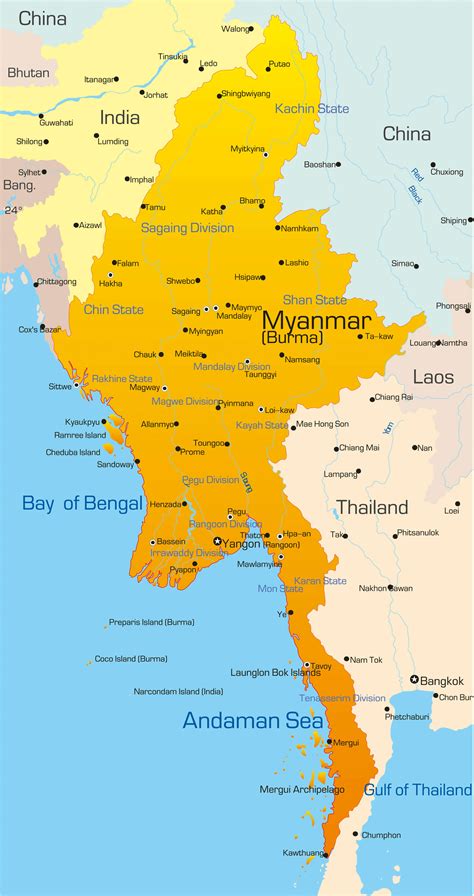 Myanmar (Burma) Map - Guide of the World