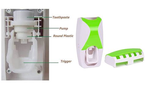 GLUN® Automatic Toothpaste Dispenser with 5 Brush Holder, Fresh ABS ...