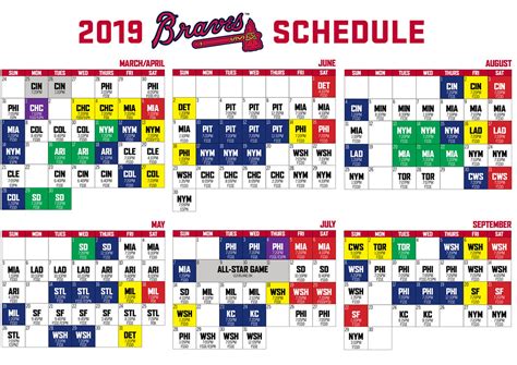 Braves Promotional Calendar - Printable And Enjoyable Learning