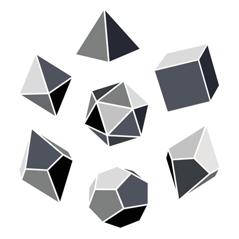 illustration of grayscale dice for DND role playing games with four ...