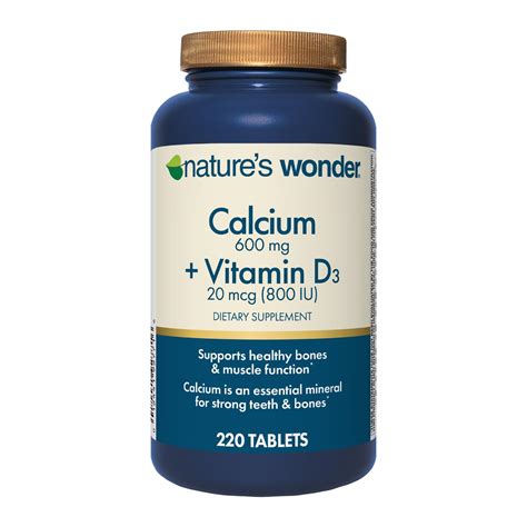 Amazon.com: Nature's Wonder Calcium 600 mg with Vitamin D3 20 mcg for ...