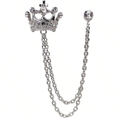 GUIREN Coadipr Crown With Hanging Chain Brooch For Women Men Elegant ...