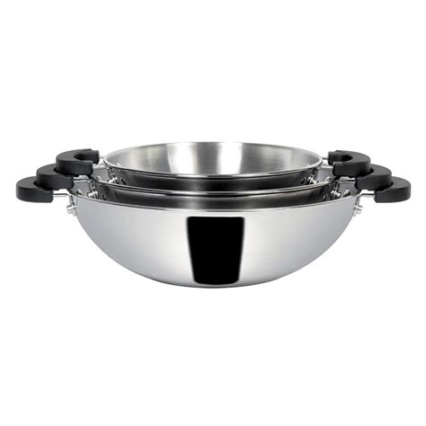 Buy Meyer Kitchen Hacks 3 Piece Nickel Free Stainless Steel Kadai Set ...