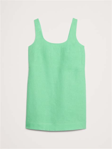 Linen Scoop-Neck Shift Dress | Banana Republic