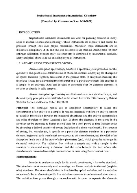 **Advanced Instrumental Methods of Analysis (Chem 301)** - Studocu