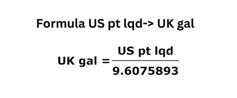 Pint to Gallon online unit conversion formula chart, table