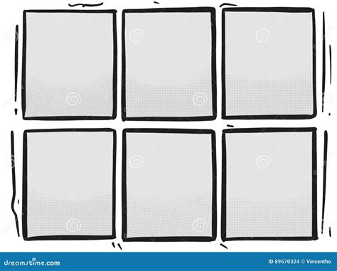 Comic Strip Six Grey Panels Box Halftone Cartoon Template Stock Photo ...