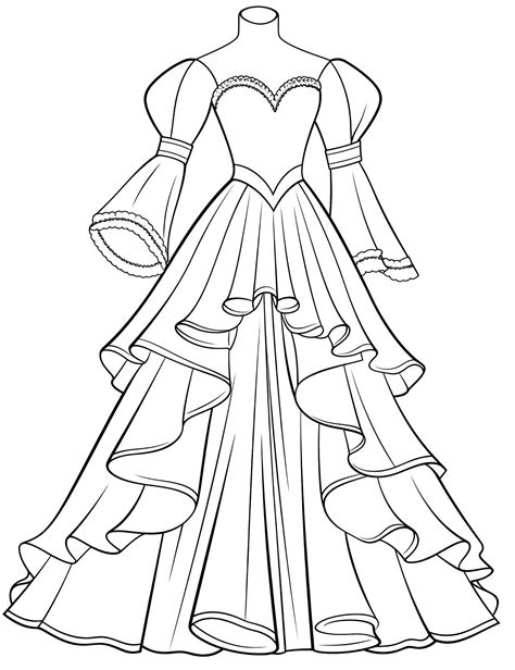 49 Stunning Dress Coloring Pages For Kids And Adults - Our Mindful Life