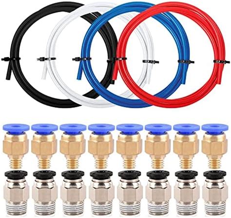 EXCELFU PTFE Teflon Tube with PC4-M6 Pneumatic Fitting and PC4-M10 ...