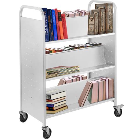 VEVOR Book Cart, Library Cart 6-Shelf, Rolling Library Book Cart Double ...