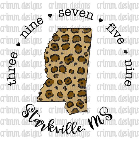 Leopard Starkville Mississippi Zip Code Sublimation Design Download - Etsy