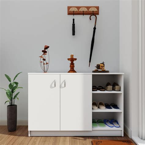 VIKI Wood Shoe Rack With Doors And Open Shelves, Shoe Storage,Shoe ...