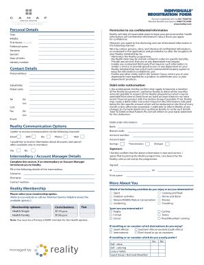 Reality Membership Application Form - Blank Fillable Template | Fill ...