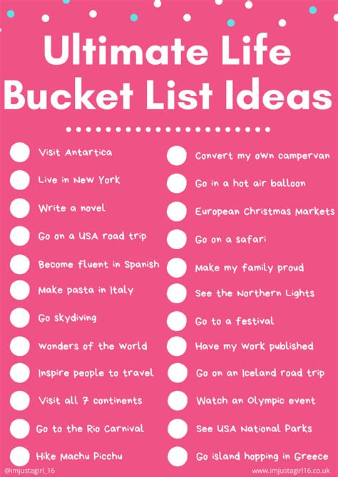 Life Bucket List Ideas
