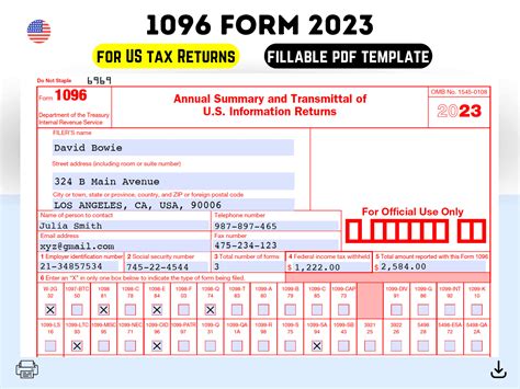 Irs 1096 Template To Fillable Form - Printable Forms Free Online