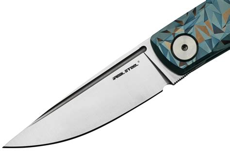 Real Steel Luna, Titanium Blue Geometry 7001TC-BG slipjoint pocket ...