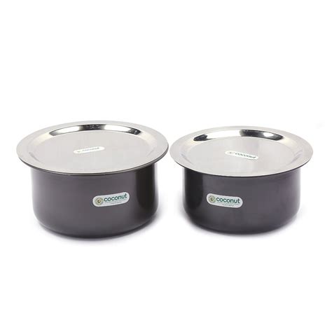 Coconut Hard Anodised Tope/Patila for Cook and Serve with SS Lid and G ...
