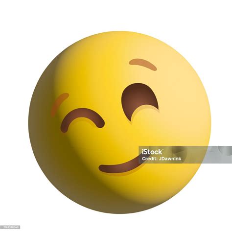 3d Social Media Winking Emoji Face Icon On White Background Stock ...