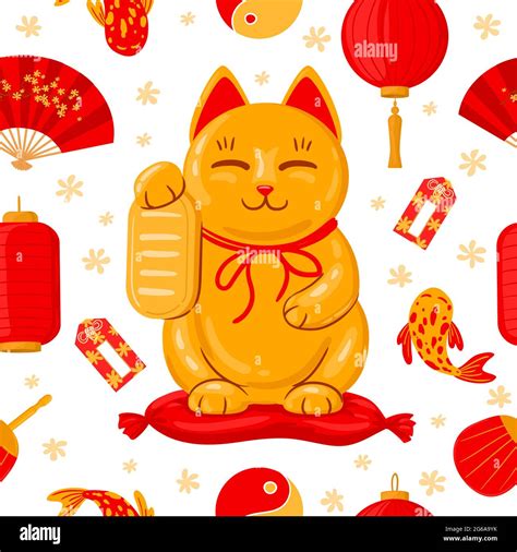 Japanese maneki neko banner. Good luck japan traditional cat, cute kawaii lucky maneki neko ...