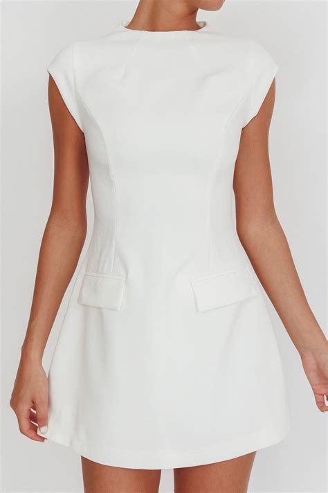 Shop the Aristos Cap Sleeve Mini Dress Off White