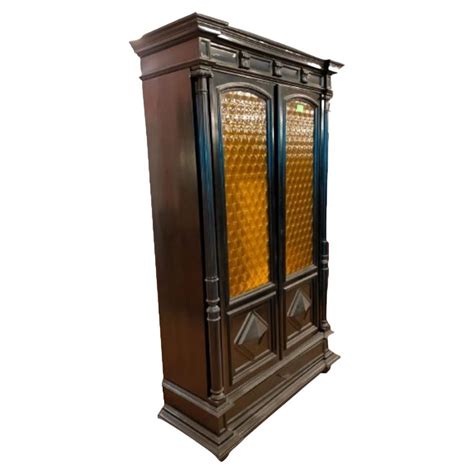Pair of French Black Lacquered Console Bookcases with Red Interior at ...