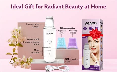 AGARO Ultrasonic Facial Skin Scrubber for Wet Skin, Blackheads Remover ...
