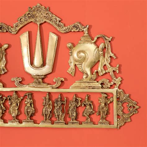 Brass Shankh Chakra Namah & Dashavatara Wall Hanging (14.7 Inch ...