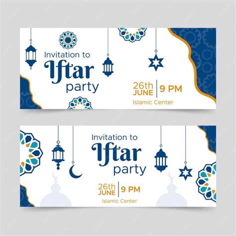 Flat iftar party banners design | Premium Vector