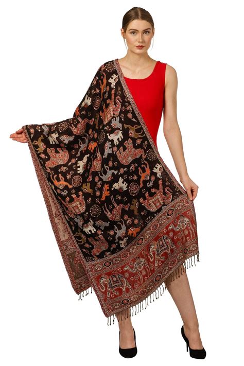 PASHTUSH WOMENS BAMBOO REVERSIBLE STOLE, TRIBAL ELEPHANTS – Pashtush ...