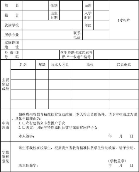 贵州省教育精准扶贫资助申请表(1)_文档下载
