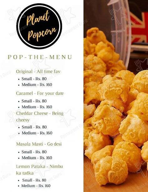 Menu at Planet Popcorn, Navi Mumbai