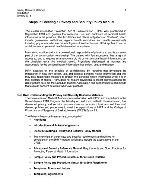 Fillable Online Steps for Creating a Policy Manual - Saskatchewan ...