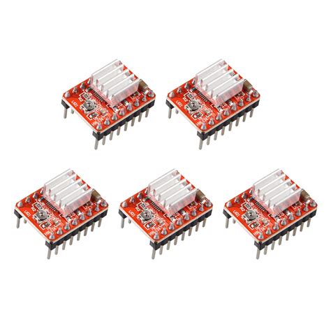 Buy Jopto 5Pcs StepStick A4988 Red Arduino Stepper Compatible Motor ...