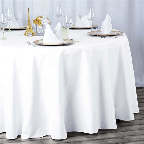 Premium Polyester Tablecloth 132" White | TableclothsFactory