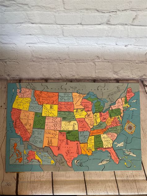 Vintage United States Map Puzzle by Whitman Publishing Co. 1942 Puzzle ...
