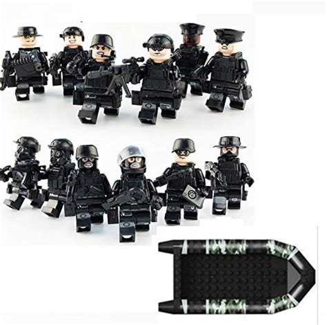 Buy DoubleChin 12 Piece Custom Minifigures SWAT Minifigures Plus Boat ...