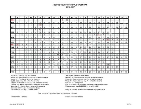 2016 - 2017 School Calendar | Boone County School District - Florence, KY