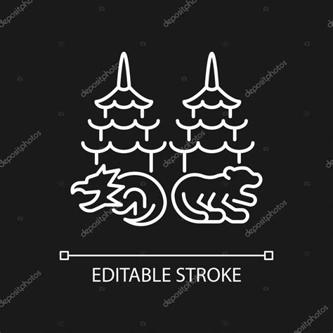 Dragón y tigre pagodas icono lineal blanco para el tema oscuro ...