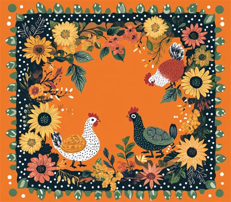 Chicken Floral Folk Art Free Stock Photo - Public Domain Pictures