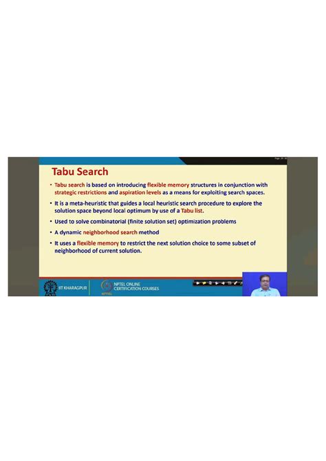 NPTEL Course: Tabu Search - Engineering Optimization Notes - Studocu