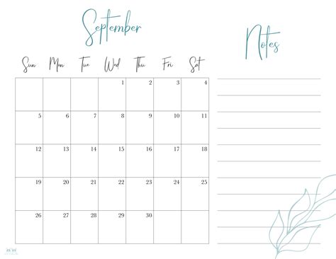 September 2021 Calendars - 15 Free Printables | Printabulls
