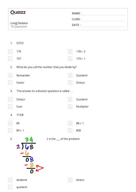 50+ Long Division worksheets for 5th Class on Quizizz | Free & Printable