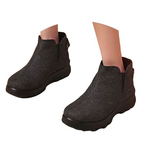 Oyedens Platform Slip on Winter Snow Boots for Older Women Wide Width ...