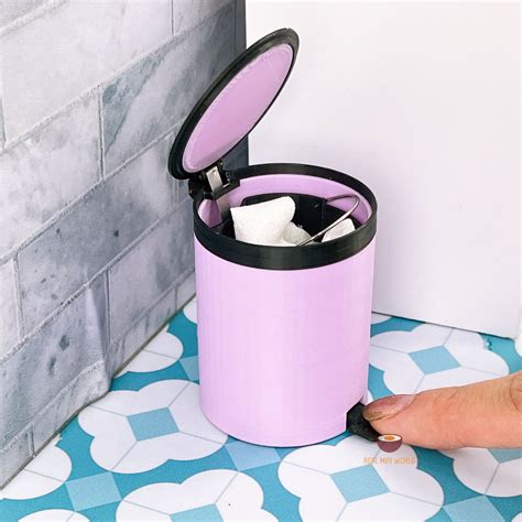 Miniature Real Trash Can in Pink | Miniature Cooking Shop – Real Mini World