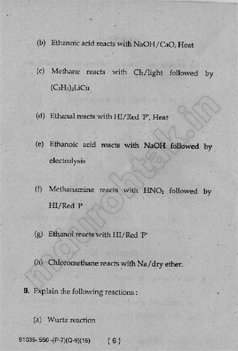 Organic Chemistry - December 2015 Question paper - B.Sc. (Hons ...