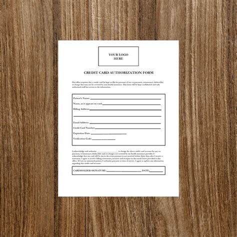Healthcare Credit Card Authorization Logo PDF Form - Etsy